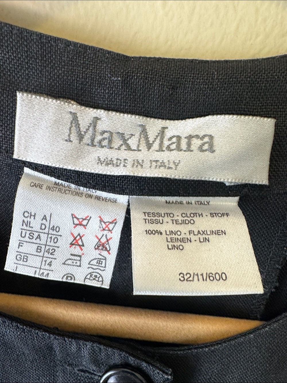 MAXMARA Vintage 100% Linen Black Short-Sleeve Lady Shift Dress Minimal Preppy 10 - Picture 2 of 14